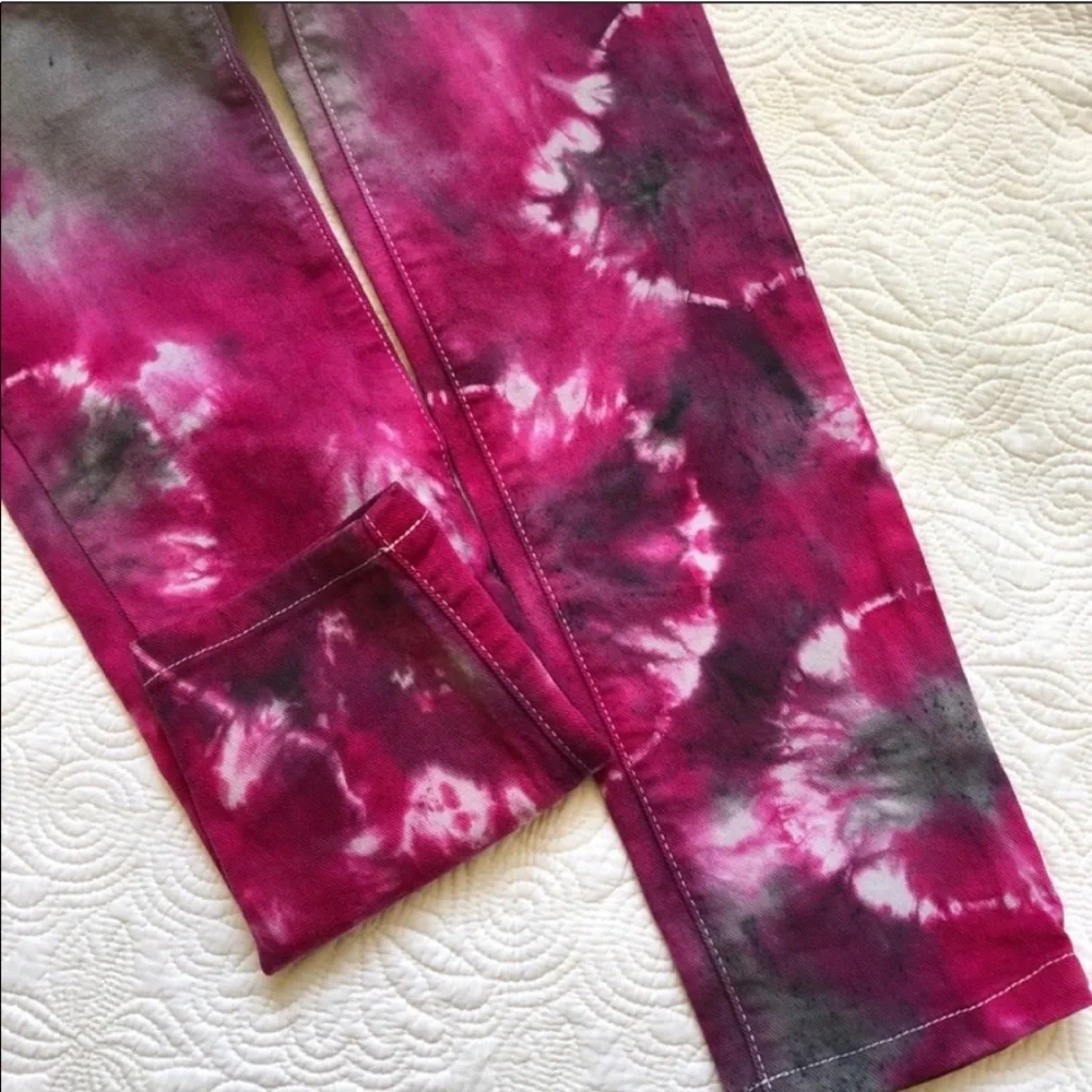RAGGED PRIEST High Waist Tie Dye Skinny Ankle Jeans Dip Dyed Pink Gray S… - Picture 6 of 9